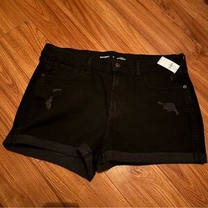 Old Navy Women's Black Denim Mid-Rise Boyfriend Shorts